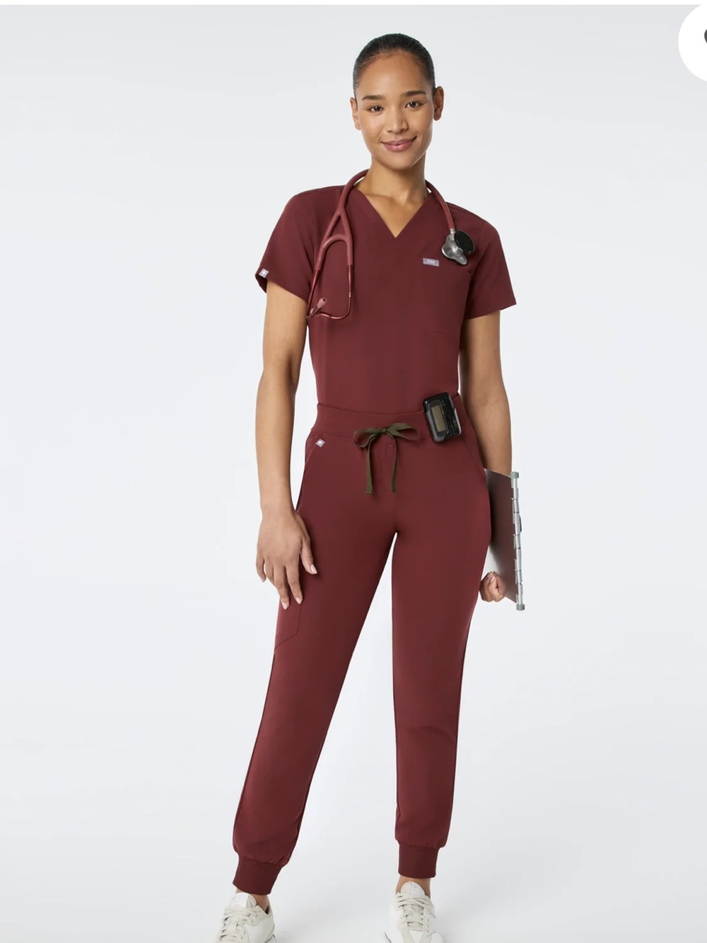 Figs Women's Maroon Jogger Scrub Set